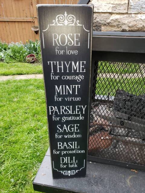 Garden Wood Sign Rose Thyme Mint Parsley Sage Basil Dill Distressed Wall Hanging Primitive Farmhouse Decor Herb Gardener Gift - image 1