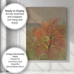 Vibrant Autumn Maple Tree Seasonal Landscape Painting Canvas Wall Art Print Decor Picture Ready To Hang - thumbnail 3