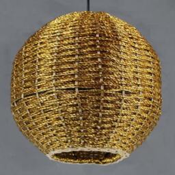 Golden Wicker Ball Pendant Light - Rattan Chandelier - thumbnail 3