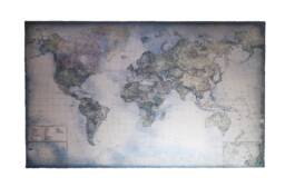 Blue World Map Canvas English Labeled Travel Wall Art - thumbnail 1