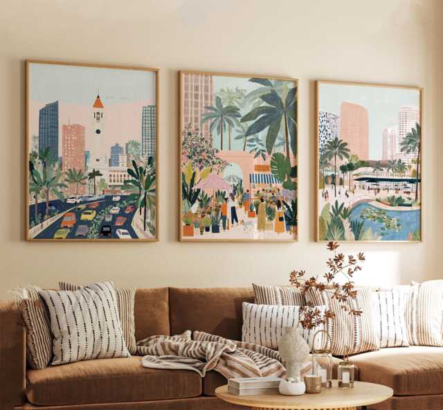 Manila Philippines Poster Set Of 3, Vintage Inspired City Landscape Wall Art, Neutral Asian Travel Prints - image 1