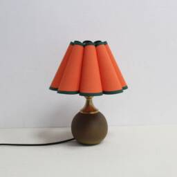 Handmade Scallop Orange Fabric Table Lamp Ceramic Base Home Decor