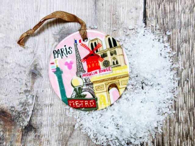 Paris Pink Little Landmark Ceramic Hanging Decoration Christmas - image 1