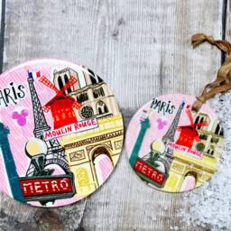 Paris Pink Little Landmark Ceramic Hanging Decoration Christmas - thumbnail 4