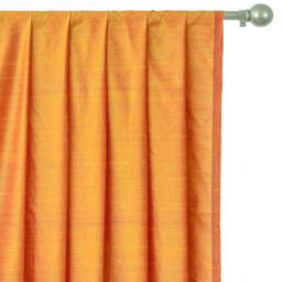 Saffron Orange Silk Dupioni Curtain Panels - Rod Pocket, Grommet, Box Pleat, Three Pinch Tab Top & Plain Ring Top