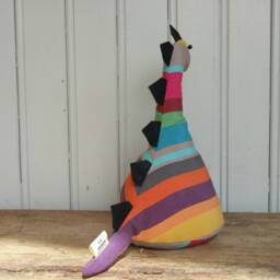 Dinosour Doorstop/Bookend - Striped Canvas -Flat-Packed Doorstop For Home Filling -Fun -Monster -Kids Room -Nursery - thumbnail 3