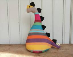 Dinosour Doorstop/Bookend - Striped Canvas -Flat-Packed Doorstop For Home Filling -Fun -Monster -Kids Room -Nursery - thumbnail 1