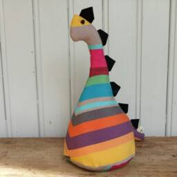 Dinosour Doorstop/Bookend - Striped Canvas -Flat-Packed Doorstop For Home Filling -Fun -Monster -Kids Room -Nursery - thumbnail 2