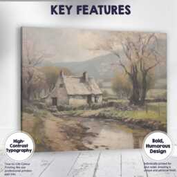 Countryside Cottage Stream Traditional Rural Landscape Canvas Wall Art Print Decor Picture Ready To Hang - thumbnail 1