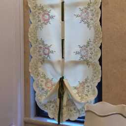 Embroidered Floral Tie Up Curtain , Farmhouse Balloon For Small Window - thumbnail 3
