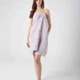 Lilac Rio Jacquard Ethnic Turkish Beach Towel, Cotton Blanket, Quickdry Pool Cover Up, Lightweight Travel Towel - thumbnail 2