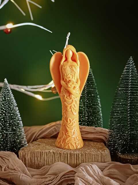 Handmade Angel Christmas Candle Eco-Friendly Soy Beeswax Decor - image 1