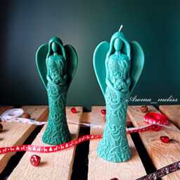 Handmade Angel Christmas Candle Eco-Friendly Soy Beeswax Decor - thumbnail 2