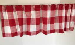 Red & White Buffalo Check Valance, Farmhouse Window Treatment