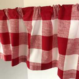 Red & White Buffalo Check Valance, Farmhouse Window Treatment - thumbnail 2