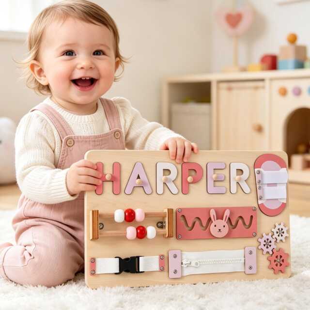 Personalized Baby Name Puzzle, Wooden Toys For Toddlers, Girl 1st Christmas Gift, One Year Old Gifts, Shower Room Decor - image 1