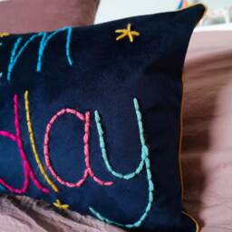 Family Team Embroidered Velvet Cushion - thumbnail 3