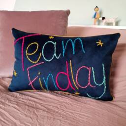 Family Team Embroidered Velvet Cushion - thumbnail 2