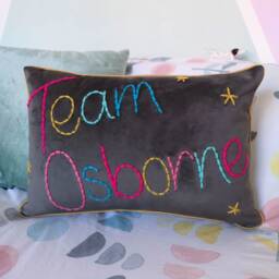 Family Team Embroidered Velvet Cushion - thumbnail 4
