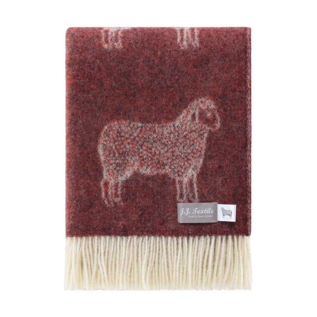 Burgundy Sheep Wool Throw - Woven Red Blanket Made From Pure Ideal As Bedspread, Housewarming Present - image 1