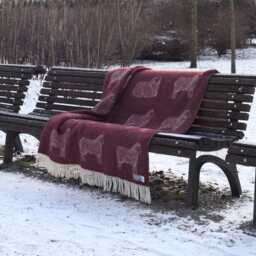 Burgundy Sheep Wool Throw - Woven Red Blanket Made From Pure Ideal As Bedspread, Housewarming Present - thumbnail 2