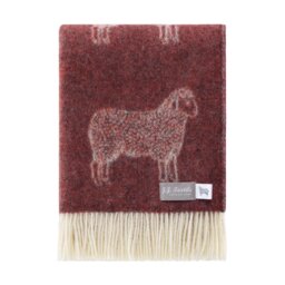 Burgundy Sheep Wool Throw - Woven Red Blanket Made From Pure Ideal As Bedspread, Housewarming Present - thumbnail 1