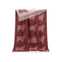 Burgundy Sheep Wool Throw - Woven Red Blanket Made From Pure Ideal As Bedspread, Housewarming Present - thumbnail 3