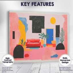 Colourful Contemporary Living Room Interior Abstract Illustration Canvas Wall Art Print Decor Picture Ready To Hang - thumbnail 4