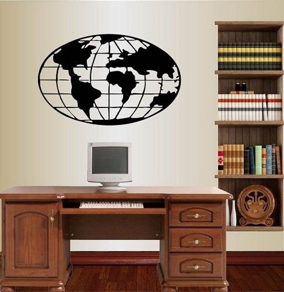 In-Style Decals Wall Vinyl Decal Decor Art Sticker Earth Map Of The World Continents Globe Geography Room Removable Mural Unique Design 283 - image 1