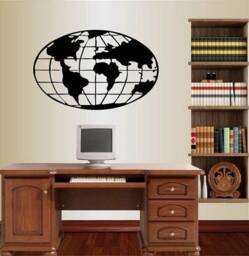In-Style Decals Wall Vinyl Decal Decor Art Sticker Earth Map Of The World Continents Globe Geography Room Removable Mural Unique Design 283 - thumbnail 1