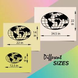In-Style Decals Wall Vinyl Decal Decor Art Sticker Earth Map Of The World Continents Globe Geography Room Removable Mural Unique Design 283 - thumbnail 2