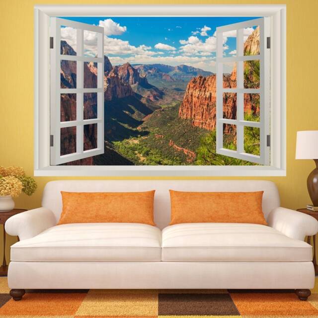 Vwaq Landscape Peel & Stick 3D Wall Mural - Zion National Park Vinyl Art Decal Sticker Nwt6 - image 1