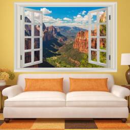 Vwaq Landscape Peel & Stick 3D Wall Mural - Zion National Park Vinyl Art Decal Sticker Nwt6