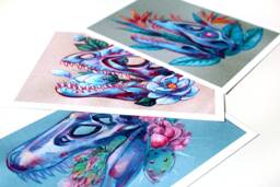 Dinosaur Skulls With Flowers Art Prints, Set Of 3 - thumbnail 1