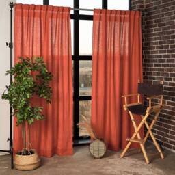 Handmade Linen Curtain Panels - Set Of 2 Semi-Sheer Rod Pocket Curtains
