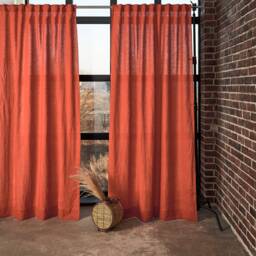 Handmade Linen Curtain Panels - Set Of 2 Semi-Sheer Rod Pocket Curtains - thumbnail 3