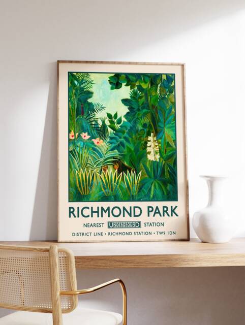 Henri Rousseau Print, Richmond Park London Poster, Vintage Wall Art, Floral A1/A2/A3/A4 - image 1