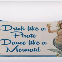 Retro Pin Up Drink Like A Pirate Dance Mermaid - Customizeable Personlized Cushion Cover Case Or Stuffed With Insert - thumbnail 2