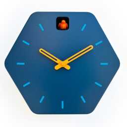 Hexagon Cuckoo Clock - Fresco With Orange Bird, Turquoise Lines & Light Accessories - thumbnail 4