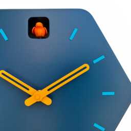 Hexagon Cuckoo Clock - Fresco With Orange Bird, Turquoise Lines & Light Accessories - thumbnail 2