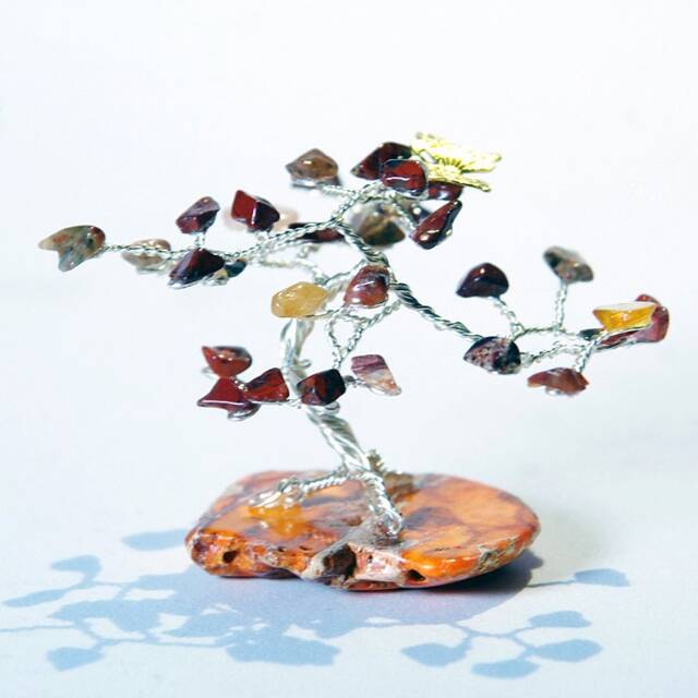 Semi Precious Gem Tree With Butterfly/Dragonfly Gift Home Decor