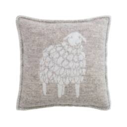 Beige Mima Cushion Cover - Pure Wool Reversible Brown Sheep Pillowcase 45 X 45cm/ 18 18