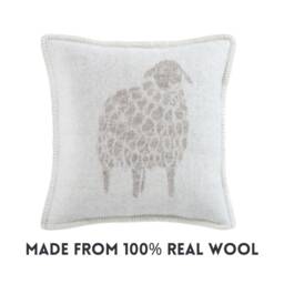 Beige Mima Cushion Cover - Pure Wool Reversible Brown Sheep Pillowcase 45 X 45cm/ 18 18 - thumbnail 3