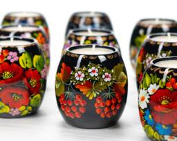 Petrykivka Tea Light Candle Holder Ukrainian Wooden Folk Art Christmas Decoration S171