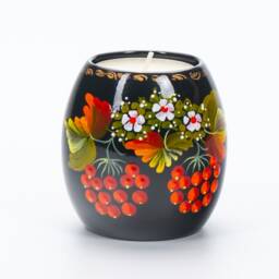 Petrykivka Tea Light Candle Holder Ukrainian Wooden Folk Art Christmas Decoration S171 - thumbnail 3