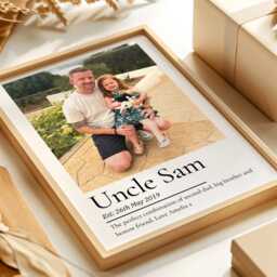 Personalised Uncle Photo Print, Gift From Niece Nephew, Monochrome Picture Print - thumbnail 3