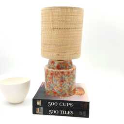 Handglazed Crystalline Ceramic Bedside Lamp With Raffia Shade - thumbnail 3