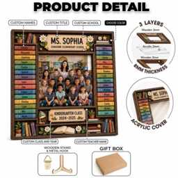 Personalized Teacher Class Photo Frame - Custom Name & Student Names, Kindergarten/Elementary Keepsake, End-Of-Year Gift - thumbnail 2