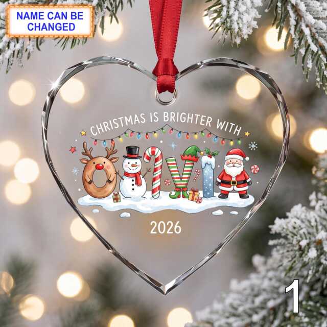 Christmas Glass Ornament, Custom Holiday Keepsake With Snowman, Santa, Reindeer & Stockings, Festive Winter Decor, Personalized Gift - image 1