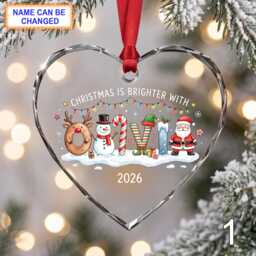 Christmas Glass Ornament, Custom Holiday Keepsake With Snowman, Santa, Reindeer & Stockings, Festive Winter Decor, Personalized Gift